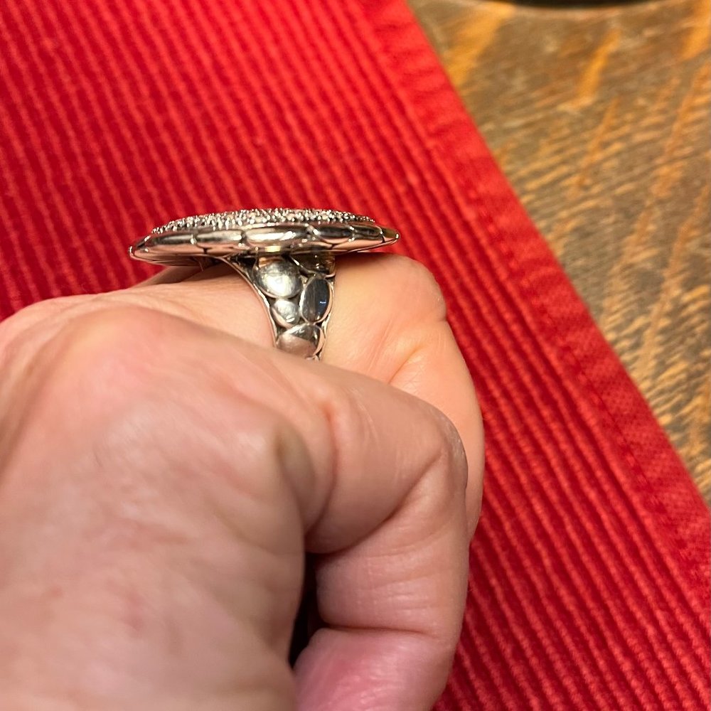 John Hardy White Sapphire Lavafire Kali Large Round Ring - Size 7 - Picture 2 of 10